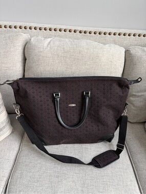 Large Envelope Weekender Bag - Black with Burgundy Pattern